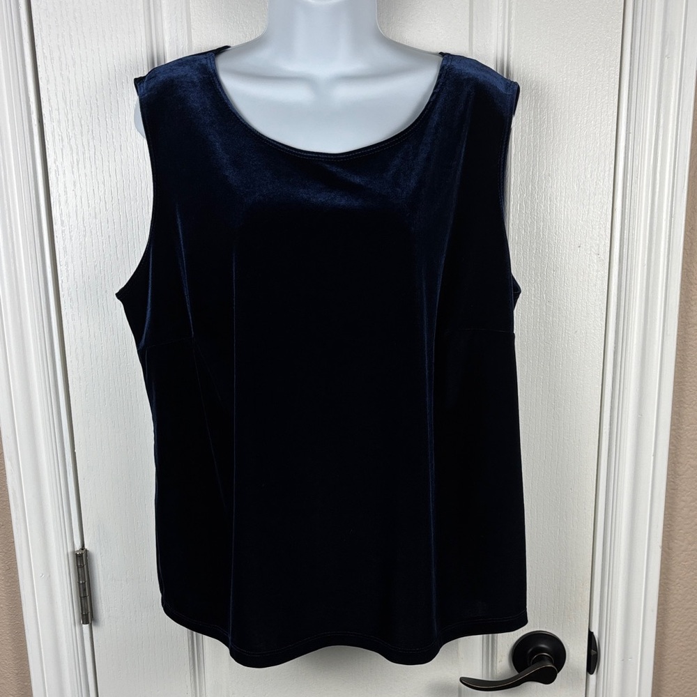 MSK Women's Navy Velvet Stretch Sleeveless Going‎ Out Party Tank Top Size 2X